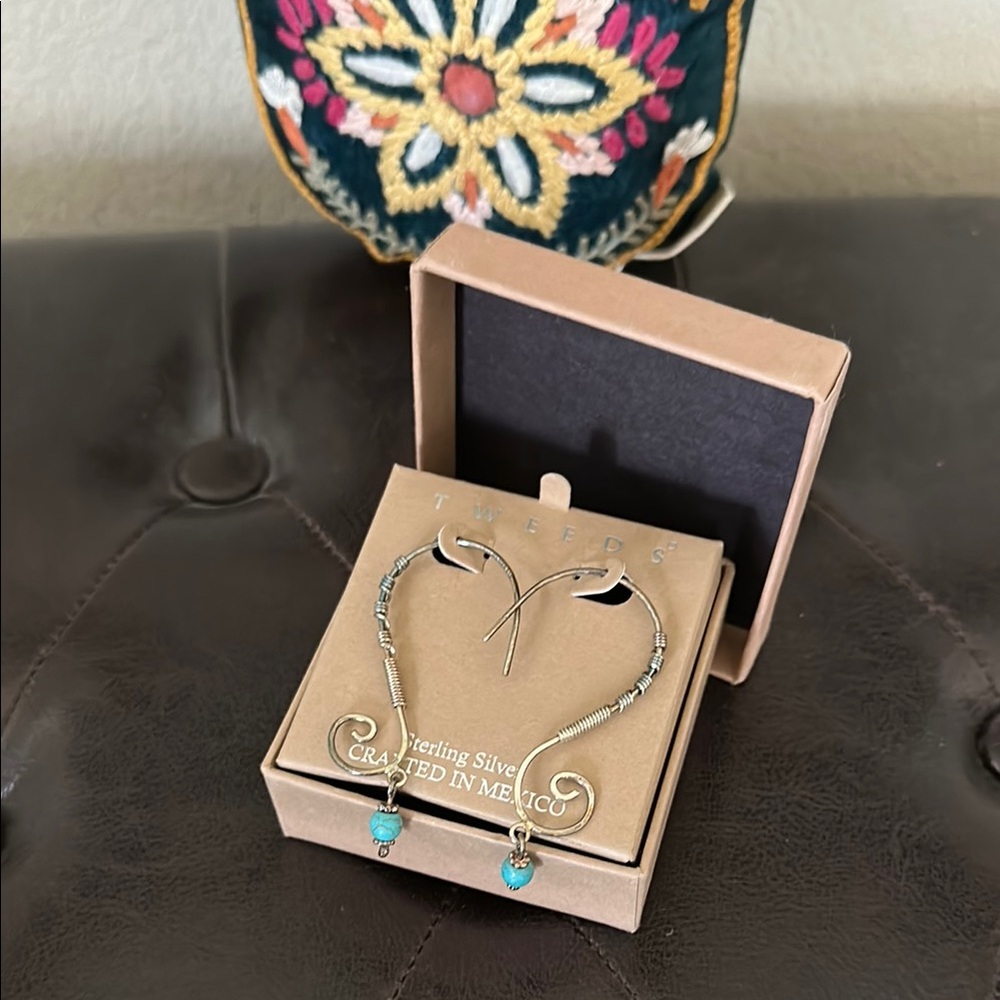 NIB Tweeds Sterling Silver Hook Swirl Earrings